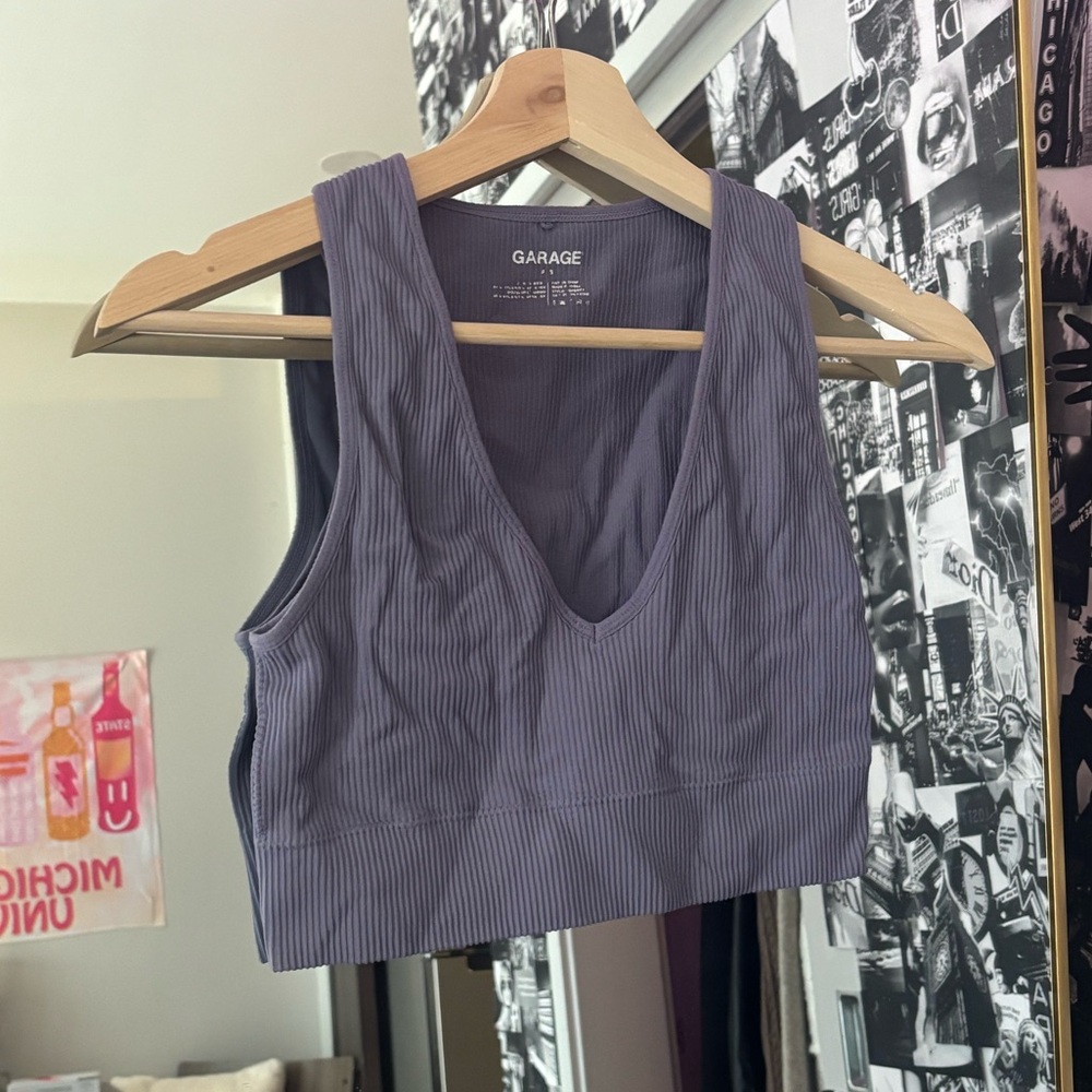 GARAGE PURPLE V NECK TANK TOP